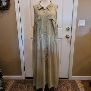 New Ava & Viv Utility Dress Pale Green Spring Summer 2X  Long XXL New with tags